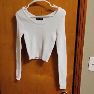SHEIN Off-White Ribbed Knit Top